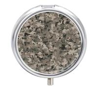Pilulier rond de camouflage numérique de l'armée, mignon et petit, portable, avec 3 compartiments, pilulier rond avec miroir pour vitamines, médicaments, suppléments, cadeau