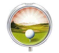Pilulier rond de sport de golf à 3 compartiments - Pilulier portable de voyage - Organiseur de médicaments et de vitamines pour sac à main
