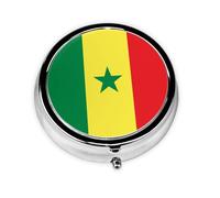 Pilulier rond drapeau du Sénégal - Pilulier portable - Pharmacie de poche