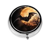 Pilulier rond élégant en métal pour Halloween, 3 compartiments, pilulier portable, petit pilulier de voyage pour sac à main et poche