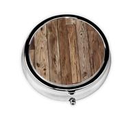 Pilulier rond en bois marron avec 3 compartiments - Petit pilulier portable pour voyage