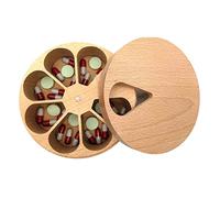 Pilulier rond en bois pour 7 jours distributeur de pilules hebdomadaire avec couvercle boîte à épices de cuisine
