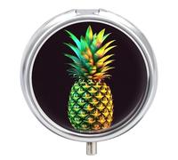 Pilulier rond en forme d'ananas à 3 compartiments - Portable - Pour le voyage - Mini récipient compact pour médicaments - Distributeur de supplément de vitamines