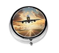 Pilulier rond en forme d'avion à 3 compartiments pour sac à main, joli pilulier de voyage portable pour contenir des vitamines, des suppléments d'huile de poisson