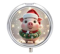 Pilulier rond en forme de chapeau de Noël à 3 compartiments - Portable - Mini boîte à médicaments compacte pour le quotidien - Distributeur de supplément de vitamines