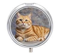 Pilulier rond en forme de chat mignon à 3 compartiments - Portable - Mini boîte à médicaments compacte pour le quotidien - Distributeur de supplément de vitamines