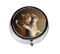 Pilulier rond en forme de chat volant à 3 compartiments - Organisateur de pilules mignon - Pilulier de voyage portable - Pilulier de voyage pour médicaments, vitamines, morue, huile de foie - Boîte de