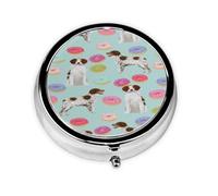 Pilulier rond en forme de donuts avec épagneul breton, chien mignon, organisateur de médicaments, boîte à pilules de voyage, organisateur de pilules de voyage