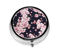 Pilulier rond en forme de fleur de cerisier japonais avec 3 compartiments, mini pilulier en métal pour sac à main ou poche, léger et portable pour un usage quotidien, cadeau, voyage