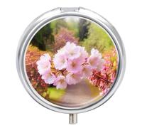 Pilulier rond en forme de fleur de printemps - 3 compartiments - Portable - Pour le voyage - Mini récipient compact pour médicaments - Distributeur de vitamines