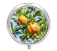 Pilulier rond en forme de grenadier - 3 compartiments - Portable - Mini boîte à médicaments compacte pour le quotidien - Distributeur de supplément de vitamines