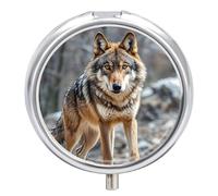 Pilulier rond en forme de loup à 3 compartiments - Portable - Mini boîte à médicaments compacte pour le quotidien - Distributeur de supplément de vitamines