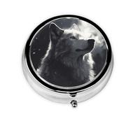 Pilulier rond en forme de loup d'hiver - 3 compartiments - Pour poche, sac à main, médicaments, foie de morue, huile - 3 fois par jour