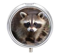 Pilulier rond en forme de raton laveur à 3 compartiments - Portable - Mini boîte à médicaments compacte pour le quotidien - Distributeur de supplément de vitamines