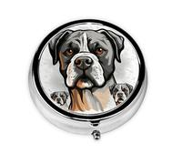 Pilulier rond en forme de tête de bouledogue américain à 3 compartiments pour poche, sac à main, boîte de rangement portable pour médicaments, foie de morue, huile, pilulier 3 fois par jour
