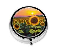 Pilulier rond en forme de tournesol à 3 compartiments pour sac à main, joli pilulier de voyage portable pour contenir des vitamines, des suppléments d'huile de poisson