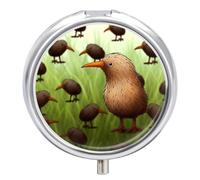 Pilulier rond en forme d'oiseau Kiwi mignon à 3 compartiments Portable Voyage Médicaments Boîte à médicaments Mini Compact Stockage Distributeur de supplément de vitamines