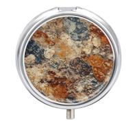 Pilulier rond en granit abstrait - Portable - Étanche - Pour poche, sac à main et commodité quotidienne