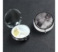 Pilulier rond en marbre noir clair à 3 compartiments - Joli pilulier de voyage portable pour médicaments et vitamines - Cadeau unique