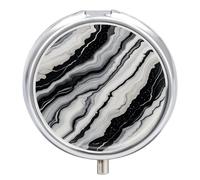Pilulier rond en marbre noir et blanc, 3 compartiments, organiseur de médicaments décoratif portable pour poche ou sac à main, organiseur de vitamines