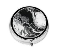 Pilulier rond en marbre noir et blanc à 3 compartiments pour poche, sac à main, boîte de rangement portable pour médicaments, foie de morue, huile, pilulier 3 fois par jour