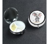 Pilulier rond en métal à 3 compartiments en forme d'éléphant mignon pour médicaments et vitamines - Cadeau unique