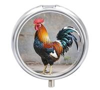 Pilulier rond en métal à 3 compartiments, joli pilulier de voyage portable, petit coq pour poche, sac à main, pilulier, boîte à médicaments, boîte de rangement quotidienne pour vitamines