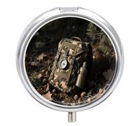 Pilulier rond en métal à 3 compartiments - Motif camouflage - Pour voyage, médicaments et vitamines - Pour sac à main et poche pour contenir des vitamines et des suppléments