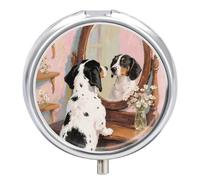 Pilulier rond en métal à 3 compartiments pour chien teckel - Petit pilulier portable pour médicaments et vitamines - Pour sac à main et poche pour contenir des suppléments de vitamines