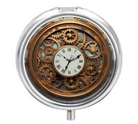 Pilulier rond en métal à 3 compartiments - Style steampunk - Petit pilulier portable pour médicaments et vitamines - Pour sac à main et poche pour contenir des vitamines et des suppléments