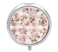 Pilulier rond en métal avec 3 compartiments - Motif pêche - Style rétro - Portable - Mini médicaments, médicaments, médicaments, vitamines