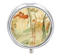 Pilulier rond en métal avec 3 compartiments Orange Line Art Mini support de médicaments de voyage Support de vitamine Organisateur
