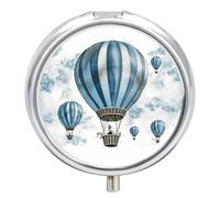 Pilulier rond en métal bleu à 3 compartiments pour médicaments et vitamines pour sac à main et poche pour contenir des suppléments de vitamines