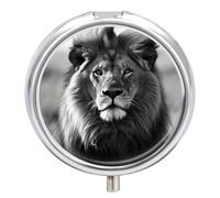 Pilulier rond en métal noir et blanc à 3 compartiments - Petit pilulier portable pour médicaments et vitamines - Pour sac à main et poche pour contenir des vitamines et des suppléments
