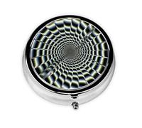 Pilulier rond en spirale illusion d'optique 3 compartiments pour sac à main, joli pilulier en métal, portable, petit pilulier de voyage pour contenir des compléments