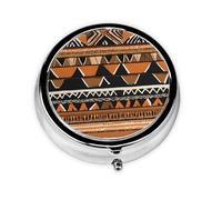 Pilulier rond en tissu de boue africaine tribal avec 3 compartiments - Petit pilulier portable pour voyage