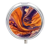 Pilulier rond en tissu teinté violet à 3 compartiments, petite boîte à pilules ronde pour sac à main et poche, boîte à médicaments quotidienne portable pour contenir des vitamines, des suppléments