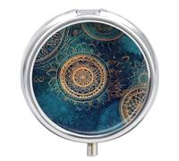 Pilulier rond et mignon avec motif mandala étoilé pour médicaments et vitamines