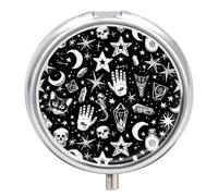 Pilulier rond et mignon avec symbole mystérieux pour médicaments et vitamines