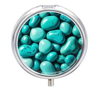 Pilulier rond et portable bleu turquoise vif - Petit pilulier de voyage étanche - Organiseur pour poche, sac à main et commodité quotidienne