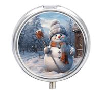 Pilulier rond et portable en forme de bonhomme de neige - Étanche - Pour poche et sac à main - Pratique au quotidien