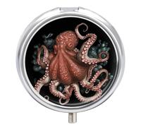 Pilulier rond et portable en forme de pieuvre - Étanche - Pour poche et sac à main - Pratique au quotidien
