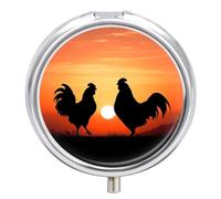 Pilulier rond et portable en forme de poules - Étanche - Pour poche et sac à main - Pratique au quotidien