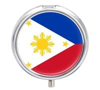 Pilulier Rond, Étui De Voyage Fantaisie Imprimé Drapeau De La République Des Philippines, Petit Étui À Pilules Portable En Métal Décoratif, Organisateur De Vitamines Pour Sac À Main Ou Poche