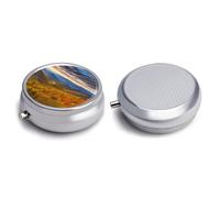 Pilulier rond exquis quotidien organisateur de pilules avec miroir portable compact support de médicaments pour vitamines, huile de foie de morue, supplément