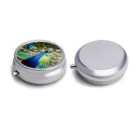 Pilulier rond exquis quotidien organisateur de pilules avec miroir portable compact support de médicaments pour vitamines, huile de foie de morue, supplément