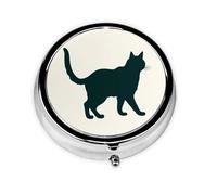 Pilulier rond Happy Walking Cat - 3 compartiments - Pour poche, sac à main, médicaments, foie de morue, huile - 3 fois par jour