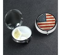 Pilulier rond hebdomadaire avec 3 compartiments vintage drapeau américain américain - Petit pilulier portable pour vitamines - Pour compléments médicaux
