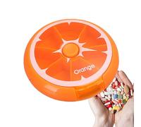 Pilulier rond hebdomadaire - Boîte à pilules portable - Rangement rond - Accessoire de rangement en forme de fruits pour vitamines, bonbons et médicaments - Organiseur compact pour la maison et les