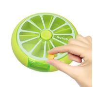 Pilulier rond hebdomadaire - Boîte à pilules portable - Rangement rond - Accessoire de rangement en forme de fruits pour vitamines, bonbons et médicaments - Organiseur compact pour la maison et les